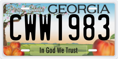 GA license plate CWW1983