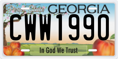 GA license plate CWW1990