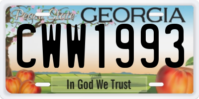 GA license plate CWW1993