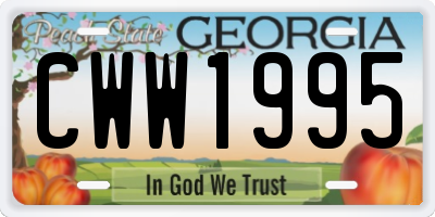 GA license plate CWW1995