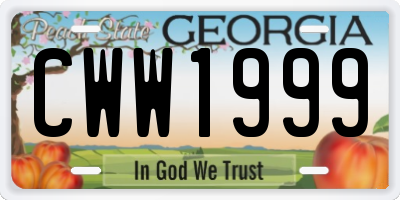 GA license plate CWW1999