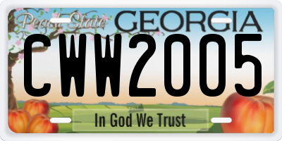 GA license plate CWW2005