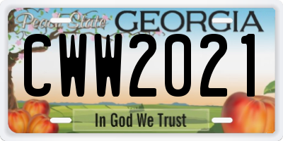 GA license plate CWW2021