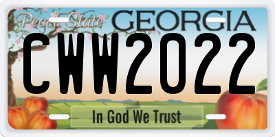 GA license plate CWW2022
