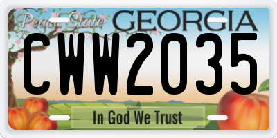 GA license plate CWW2035