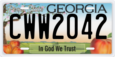 GA license plate CWW2042