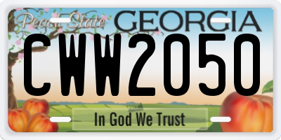 GA license plate CWW2050