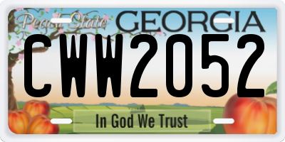 GA license plate CWW2052
