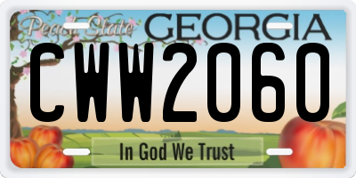 GA license plate CWW2060