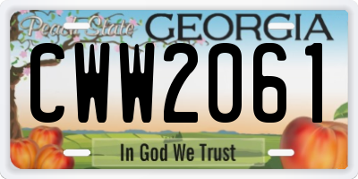 GA license plate CWW2061