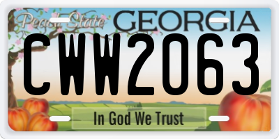 GA license plate CWW2063