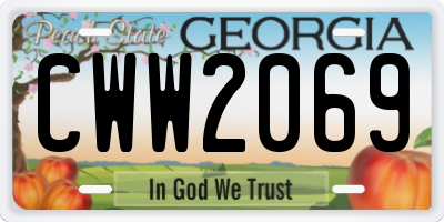 GA license plate CWW2069