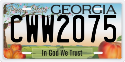 GA license plate CWW2075