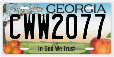 GA license plate CWW2077