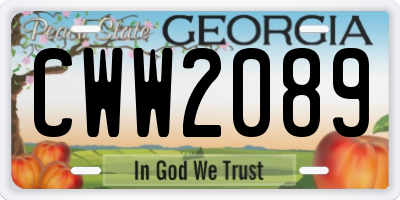 GA license plate CWW2089