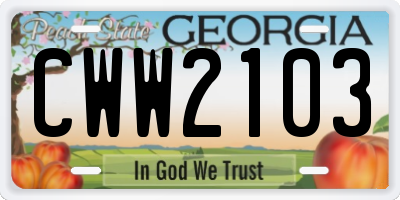GA license plate CWW2103