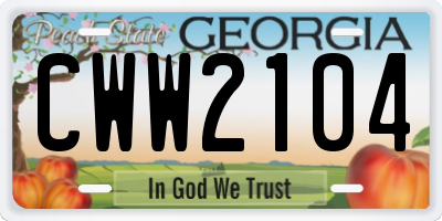 GA license plate CWW2104