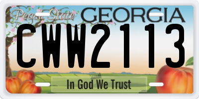 GA license plate CWW2113
