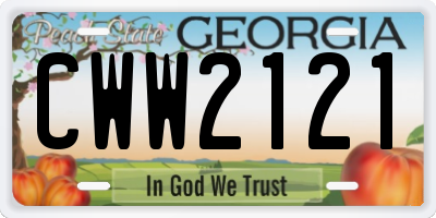 GA license plate CWW2121