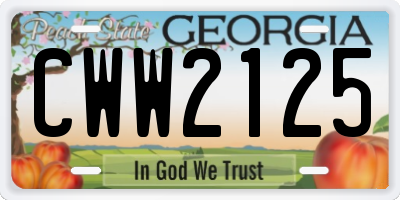 GA license plate CWW2125