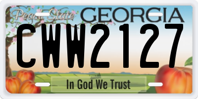 GA license plate CWW2127