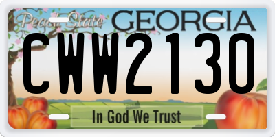 GA license plate CWW2130