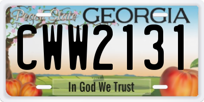 GA license plate CWW2131