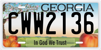 GA license plate CWW2136