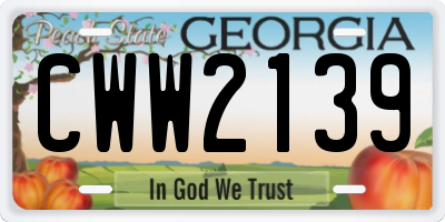 GA license plate CWW2139