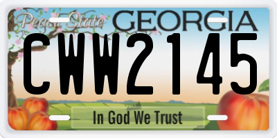 GA license plate CWW2145