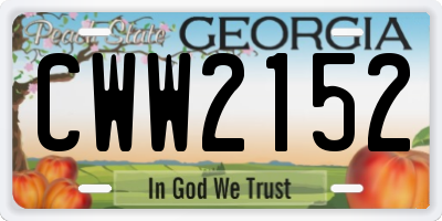 GA license plate CWW2152