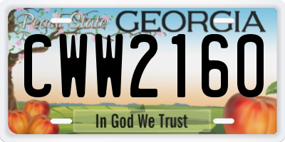 GA license plate CWW2160