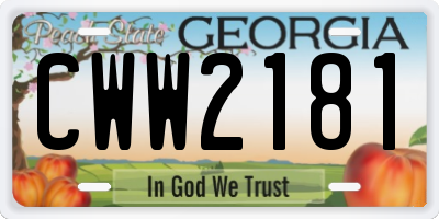 GA license plate CWW2181