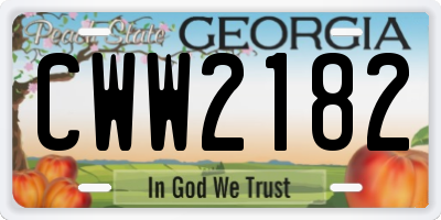 GA license plate CWW2182