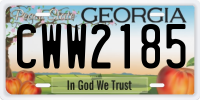 GA license plate CWW2185