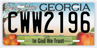 GA license plate CWW2196
