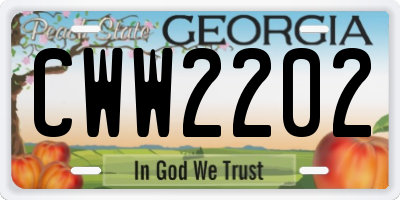 GA license plate CWW2202