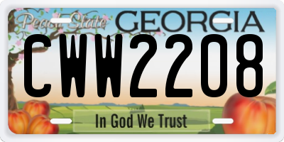 GA license plate CWW2208