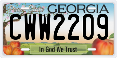 GA license plate CWW2209