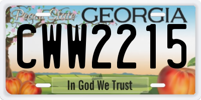 GA license plate CWW2215