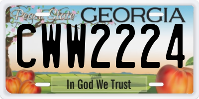 GA license plate CWW2224