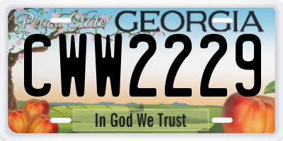 GA license plate CWW2229