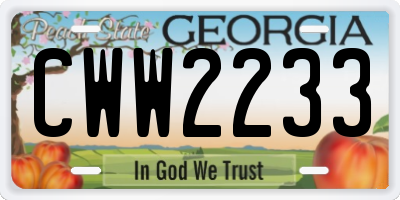 GA license plate CWW2233