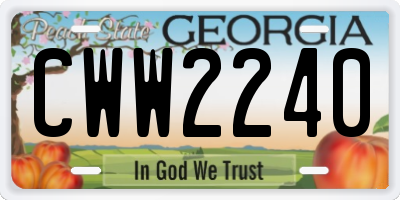 GA license plate CWW2240