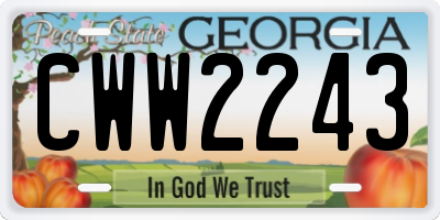 GA license plate CWW2243