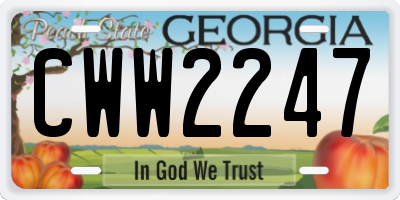 GA license plate CWW2247