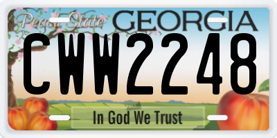 GA license plate CWW2248