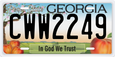 GA license plate CWW2249