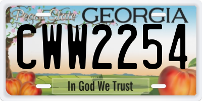 GA license plate CWW2254