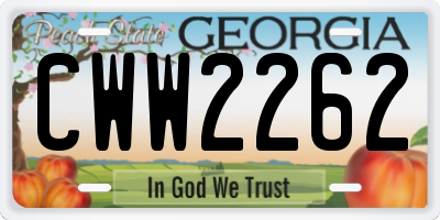 GA license plate CWW2262